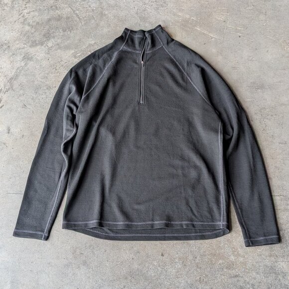Ibex Black Merino Wool Knit 1/4 Zip Sweater large - Picture 1 of 7